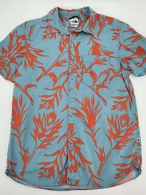 The North Face Men’s Short Sleeve Blue & Orange Floral Shirt